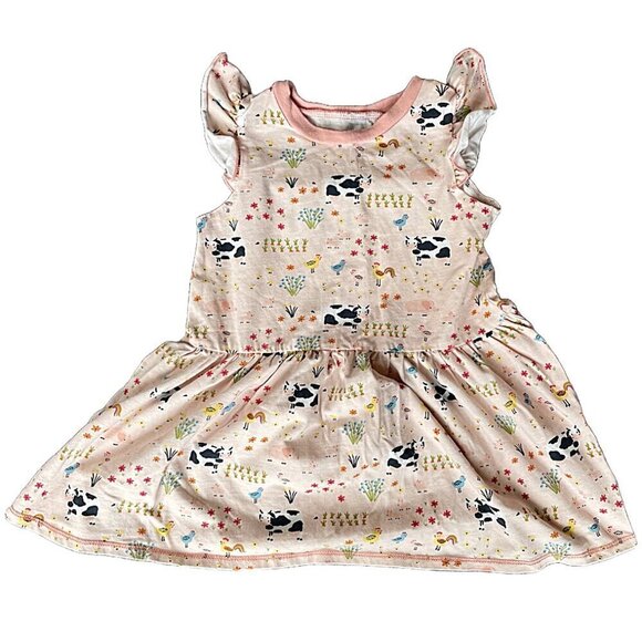 Adorable 2T 3T MudPie Dress Pink Farm‎ Design NWOT - Picture 1 of 3